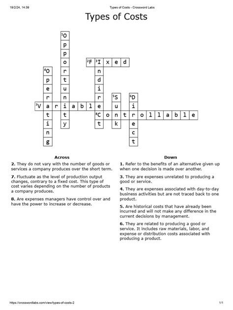 exchange cost crossword